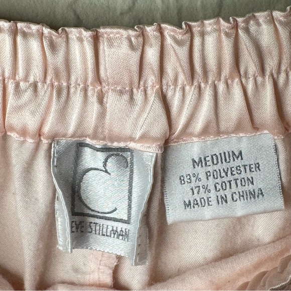 EVE STILLMAN Vintage Pink Satin Pajama Set Embroidered Floral PJs Size Medium - Picture 5 of 10